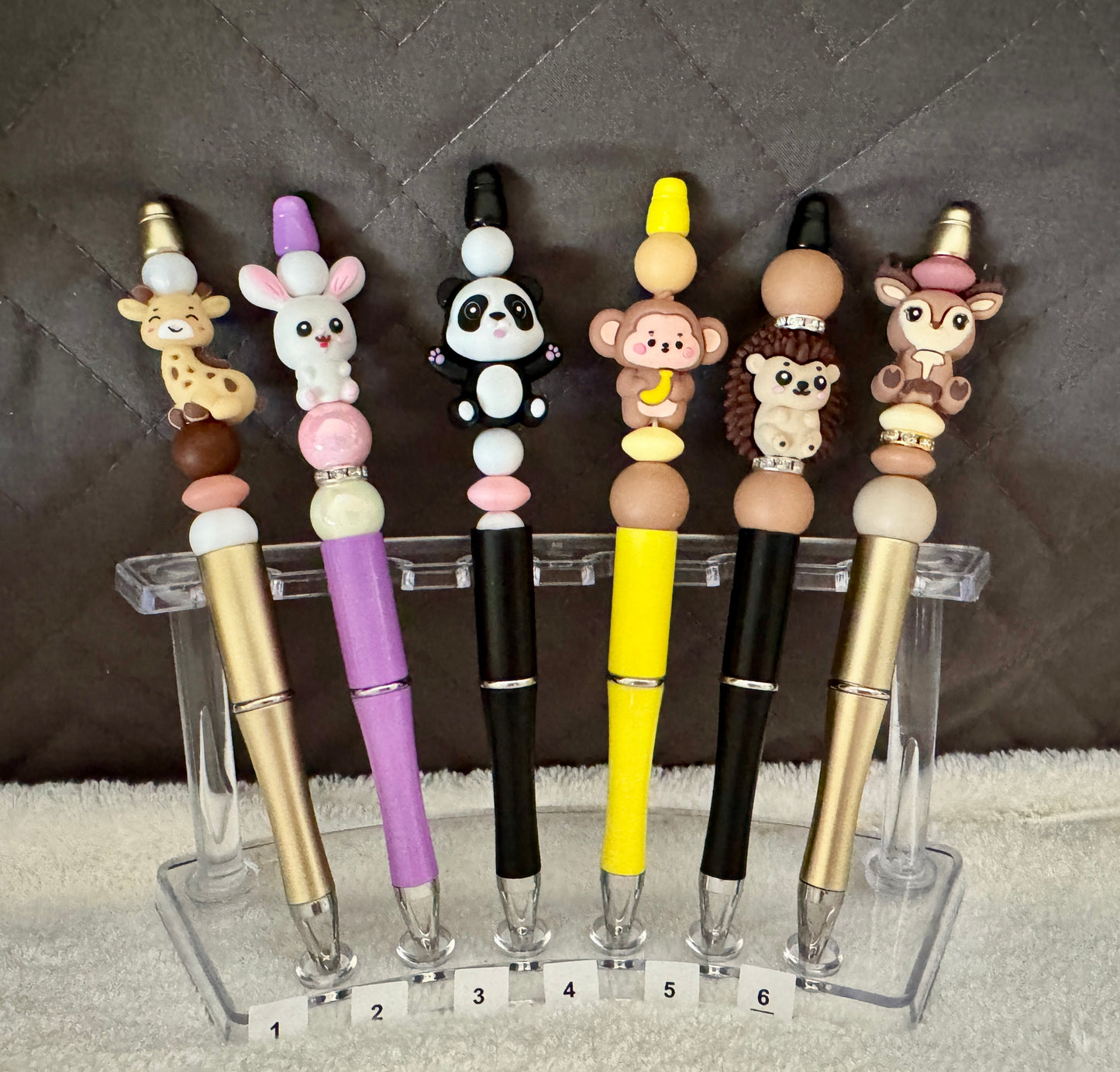 Six Handmade Animals Silicone Pens