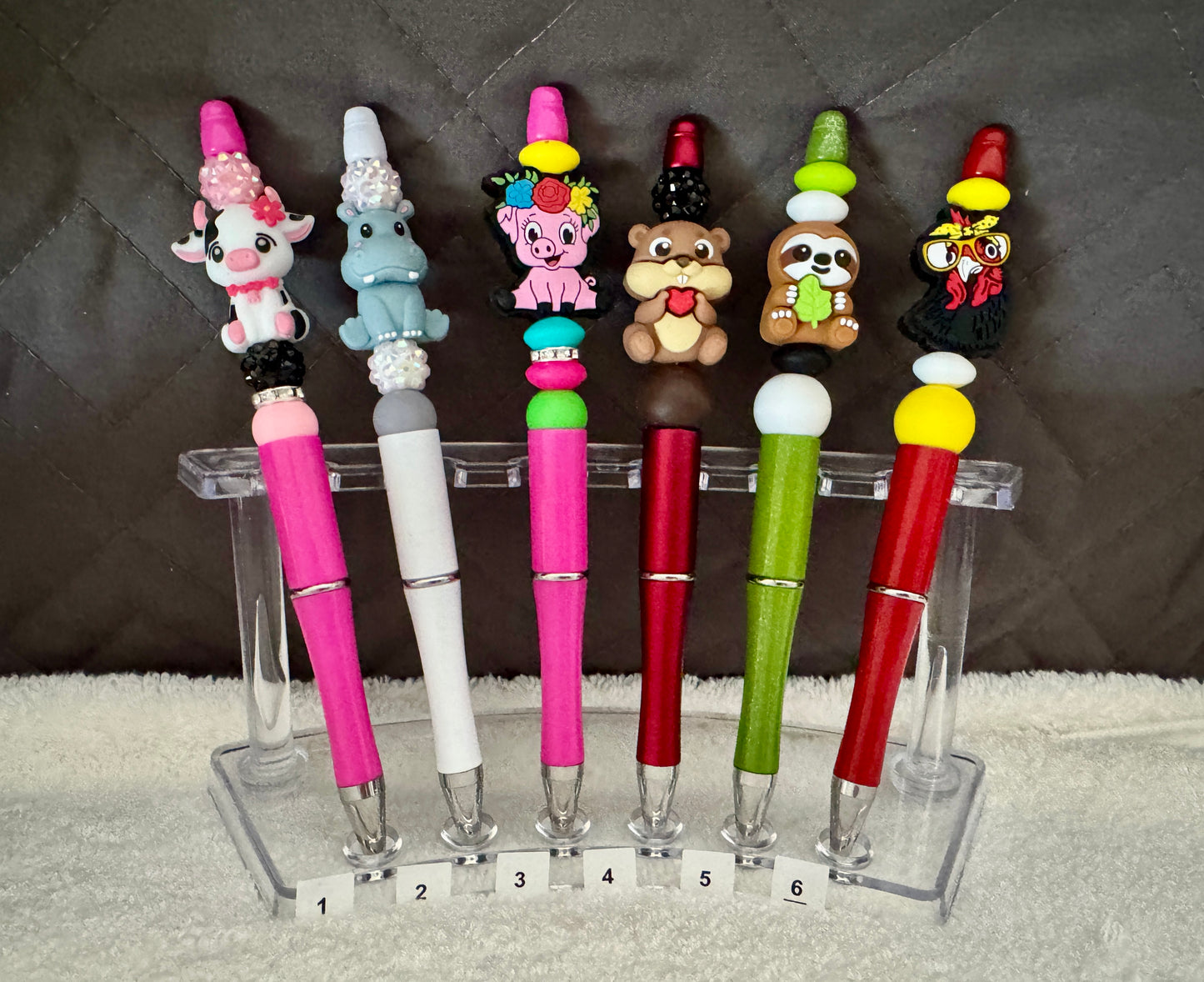 Six Handmade Animals Silicone Pens