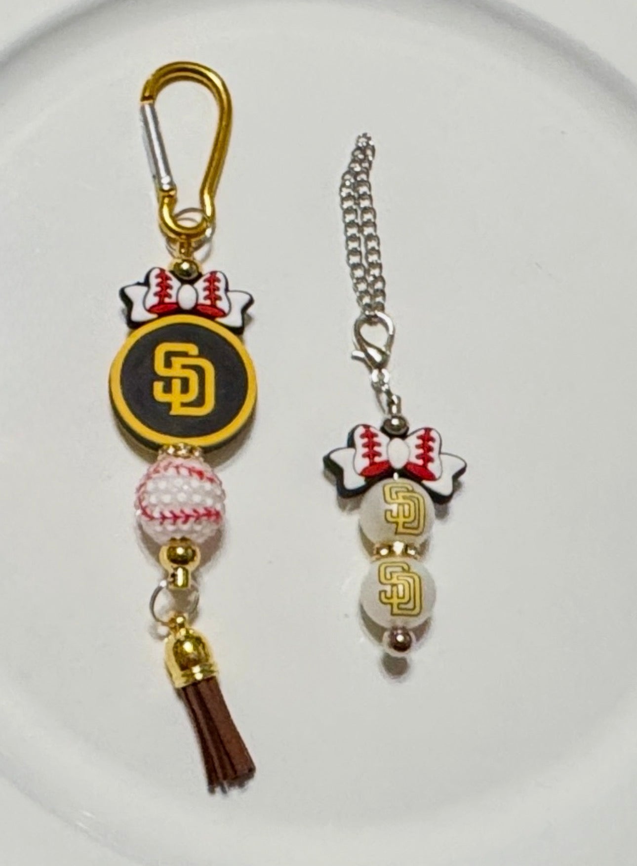 Handmade “San Diego Padres” Rear View Mirror
& Tumbler Handle Charm