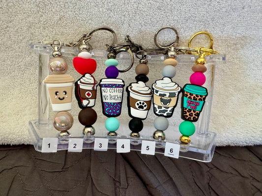 6 Coffee Cup Handmade Keychains