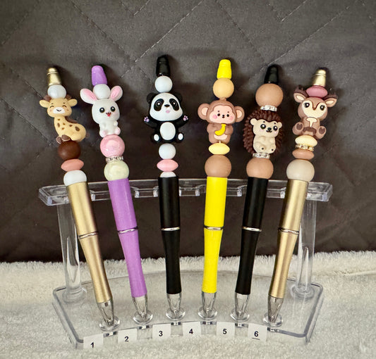 Six Handmade Animals Silicone Pens