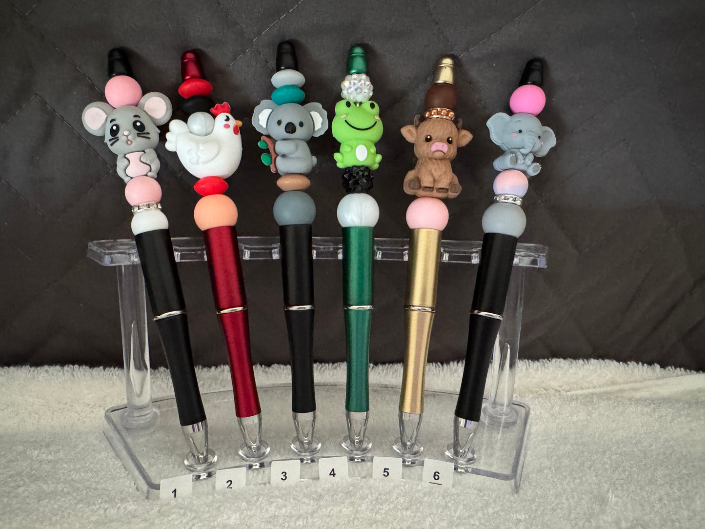 Six Handmade Animals Silicone Pens