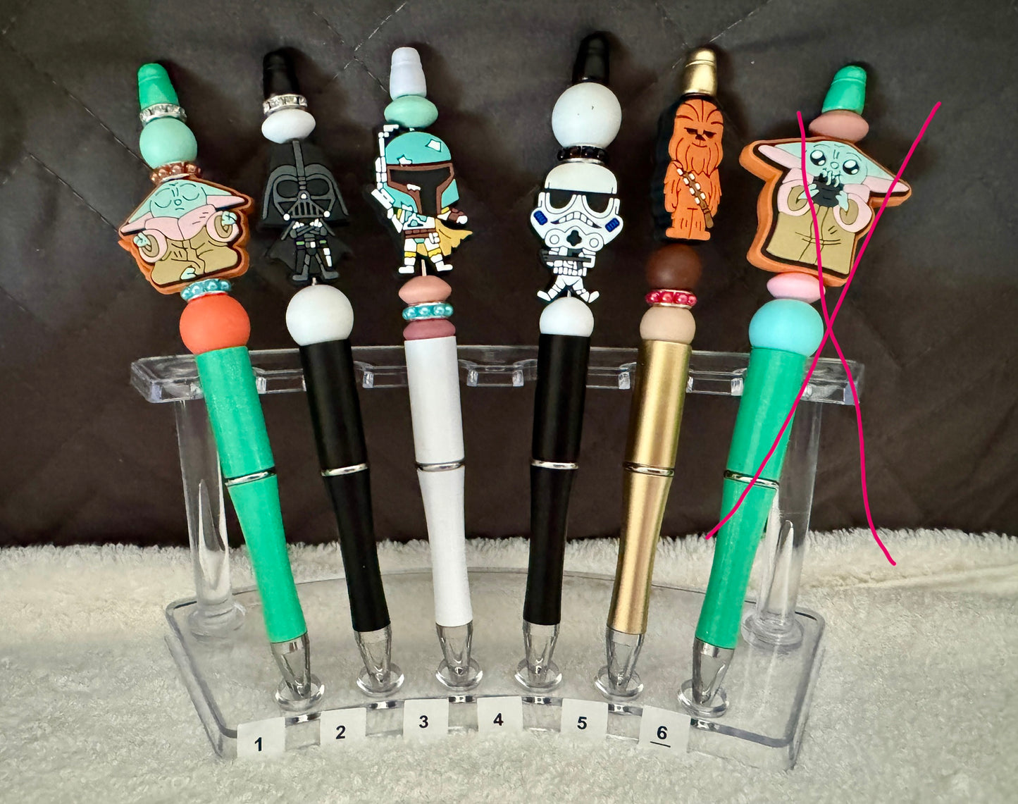 5 Handmade Star Wars Themed Black Ink Pens